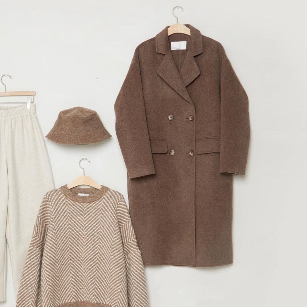 Oak + Fort Alpaca Wool Coat | Brown | Small